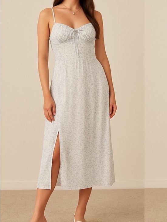 Hollister Dresses & Skirts - Hollister Pale Blue Floral Milkmaid Coquette Girl Dress Size M